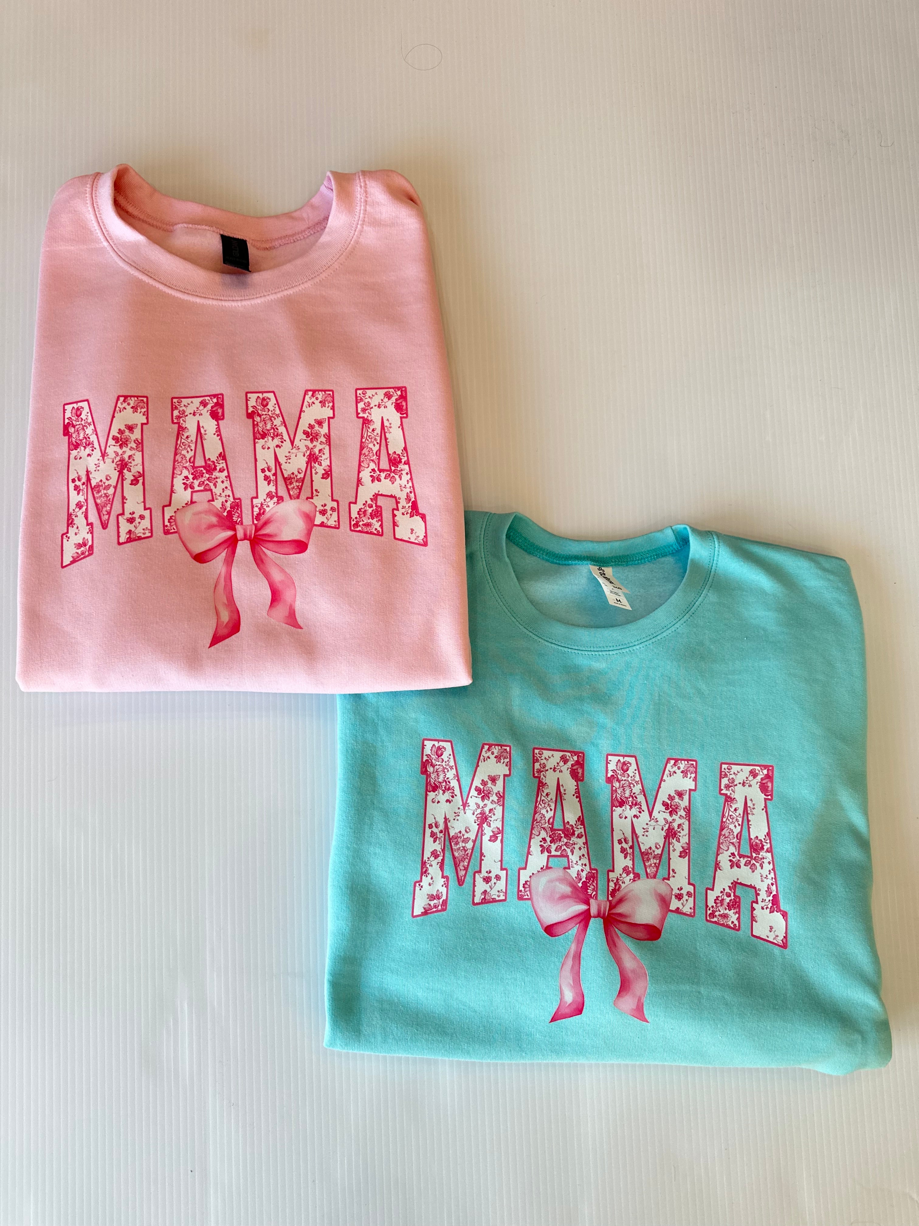 Mama Floral Bow Sweatshirt