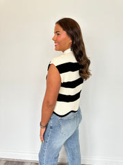 Striped & Scalloped Top  **Final Sale**