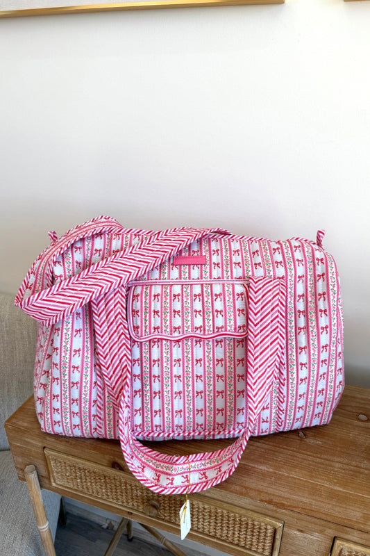 Bow & Blossom Quilted Duffle Bag