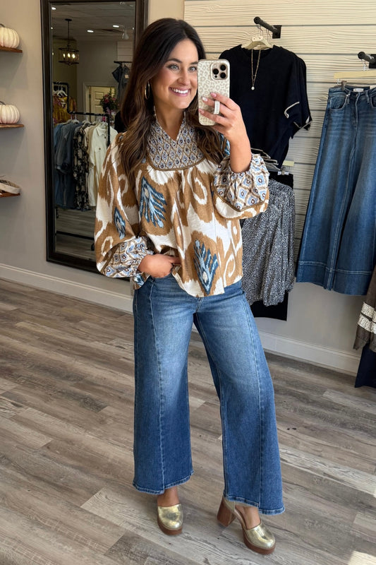Golden Sky Abstract Top