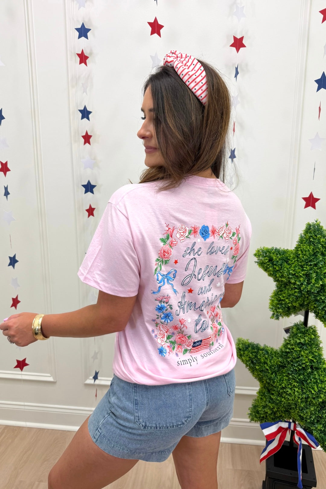 Simply Southern She Loves Jesus & America Too Tee