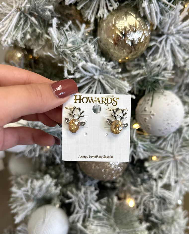 Reindeer Bling Stud Earrings