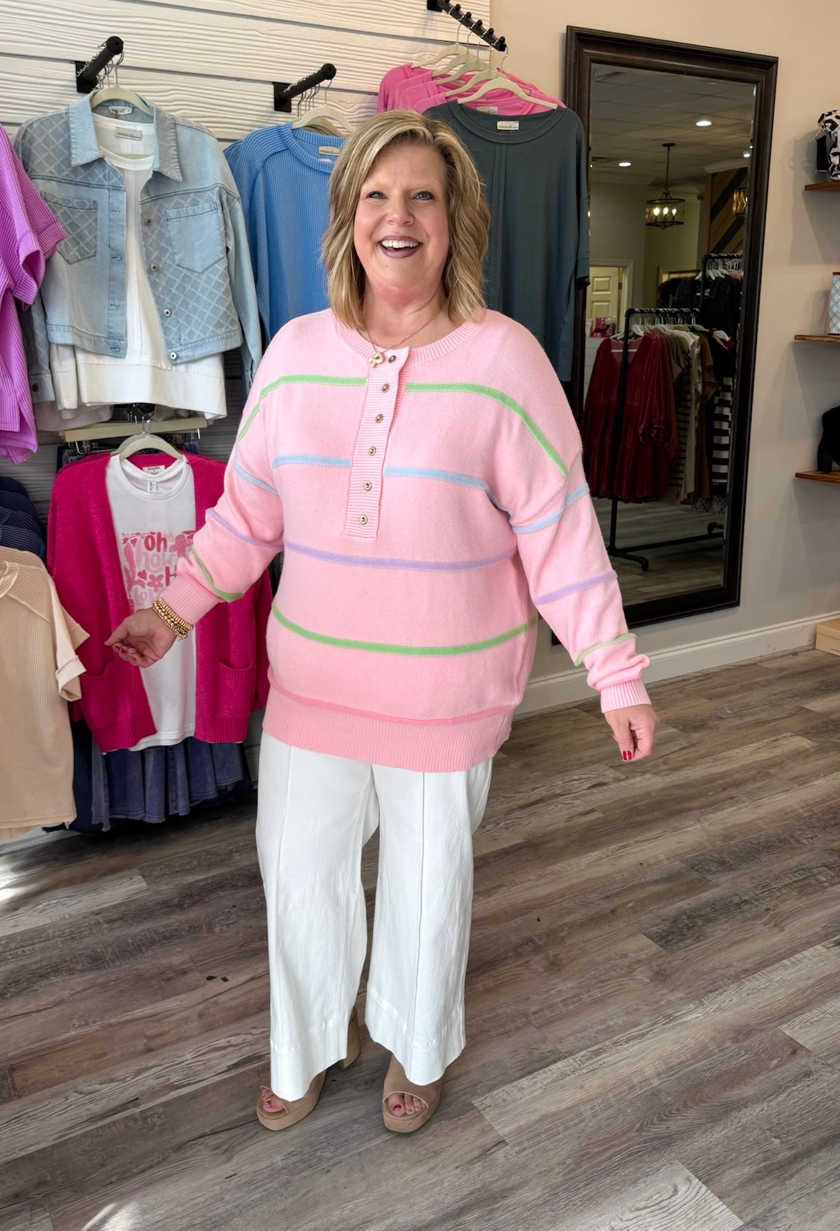 Sassy Stripe Pastel Sweater- FINAL SALE