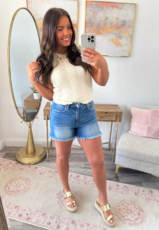 Frayed Sunset Denim Shorts