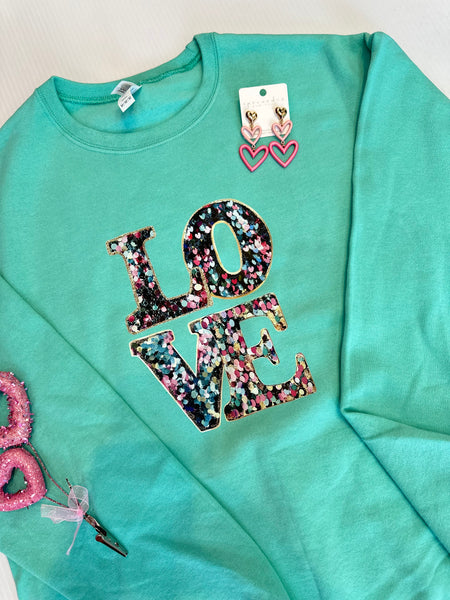 Faux Sequin Love Sweatshirt  **Final Sale**