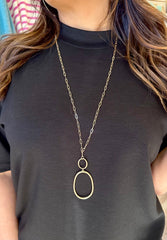 Matte Oval Pendant Necklace