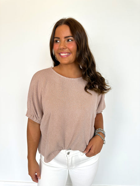 TEXTURED ELASTIC CUFF BLOUSE TOP  **Final Sale**