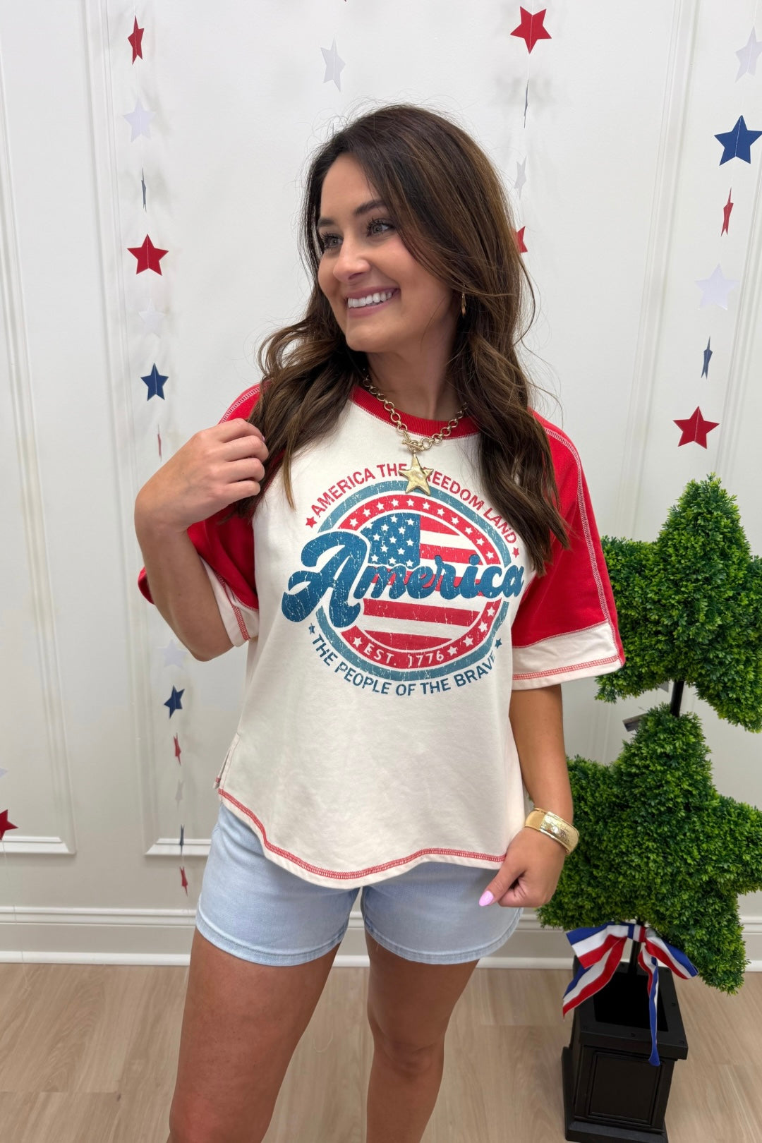 America Raglan Sleeve Top
