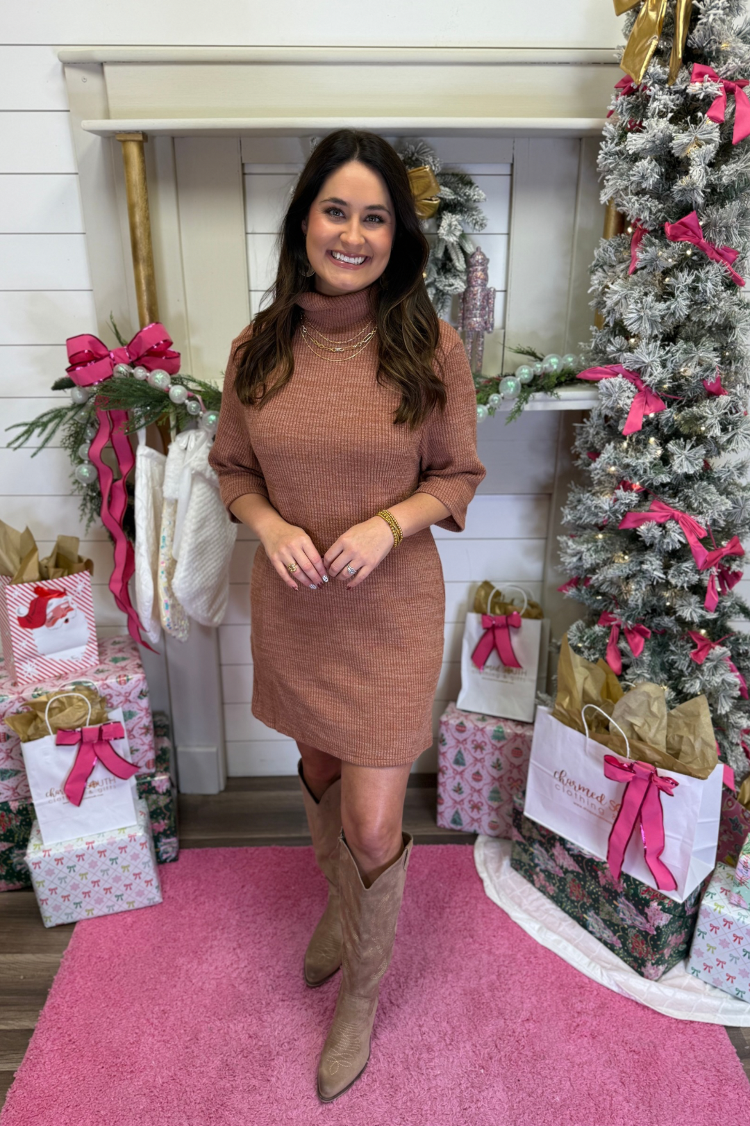 Cozy Latte Knit Dress