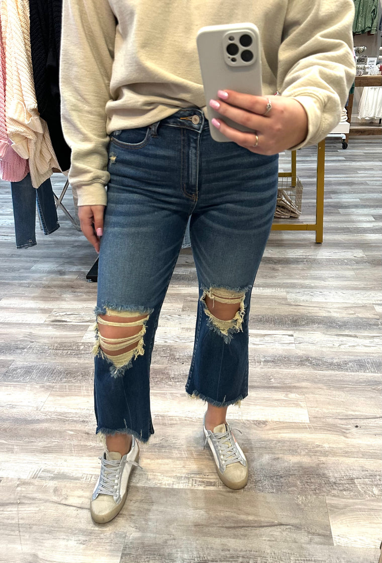 Daphne Distressed Frayed Hem Jeans