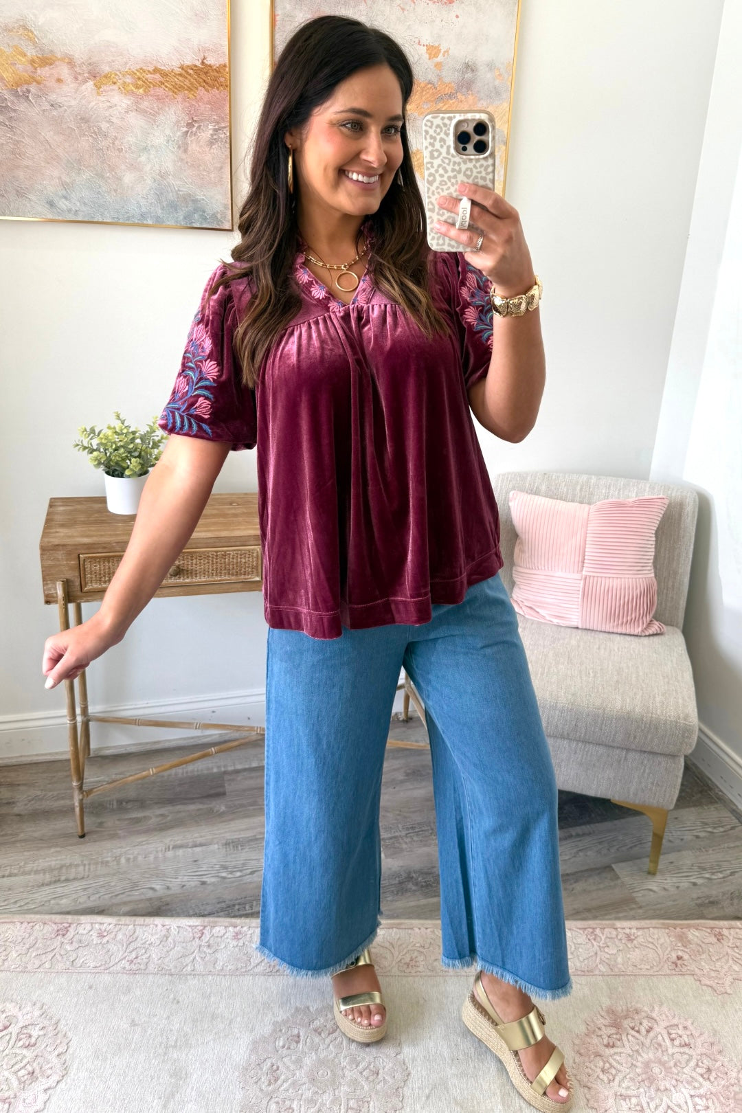 Plum Petals Velvet Top