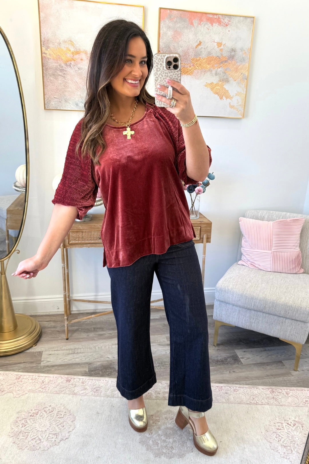 Rosewood Majestic Velvet Top  **Final Sale**Online Only**