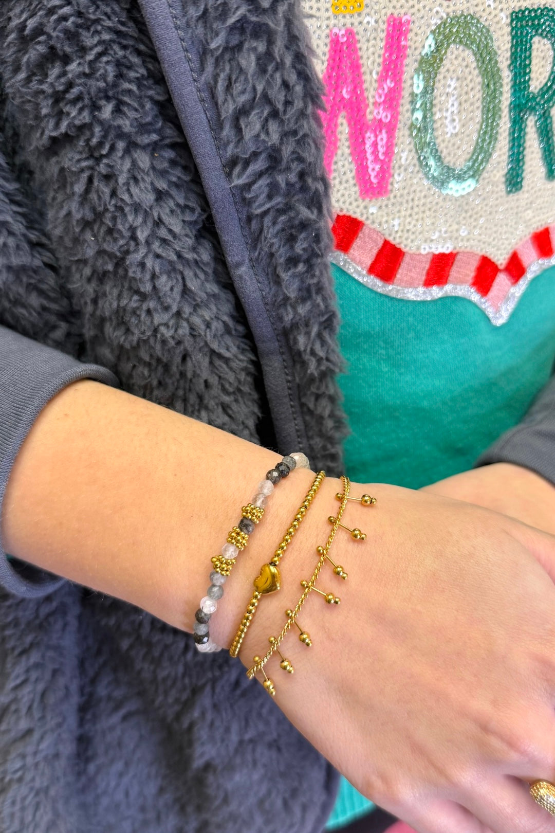 Waterproof Bracelet Stack - Beaded Heart