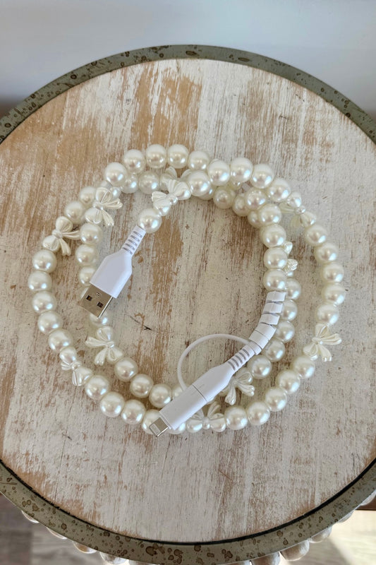 Pearl & Bow Beaded Phone Charger