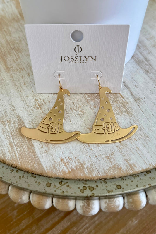 Golden Witch Hat Earrings