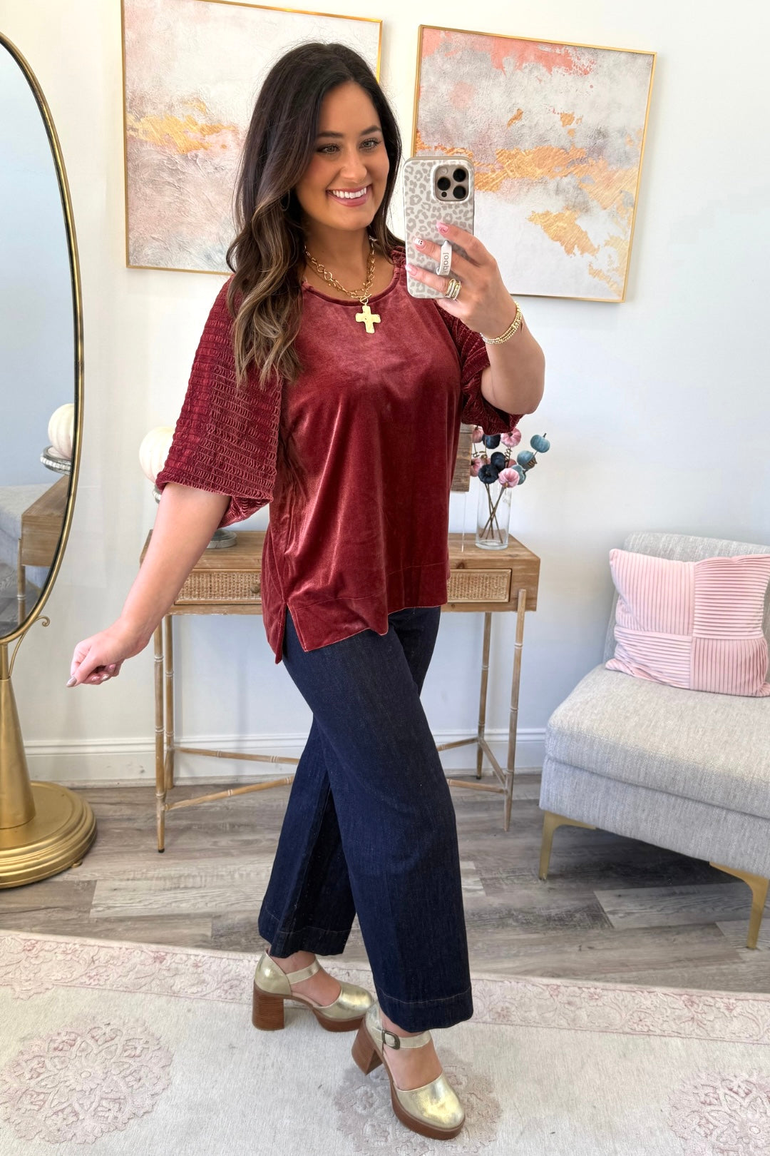 Rosewood Majestic Velvet Top  **Final Sale**Online Only**