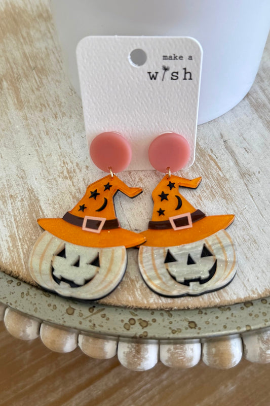 Witchy Jack-O-Lantern Earrings