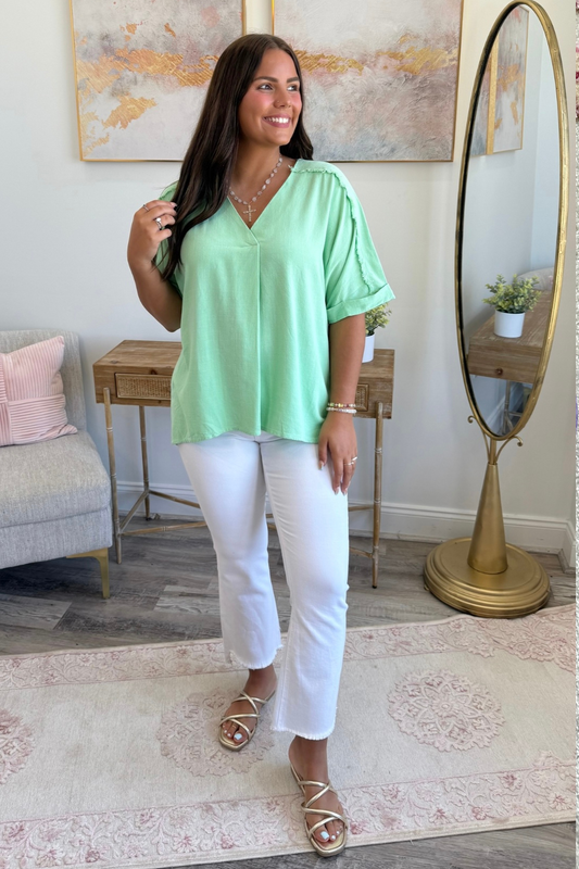 Cool Mint Linen Top