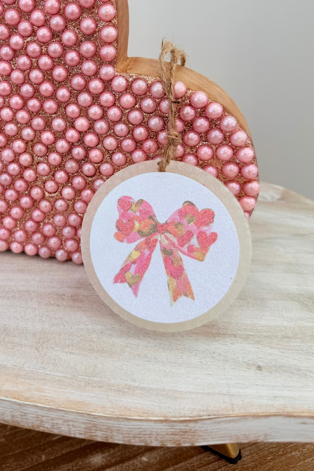 Watercolor Heart Bow Freshie
