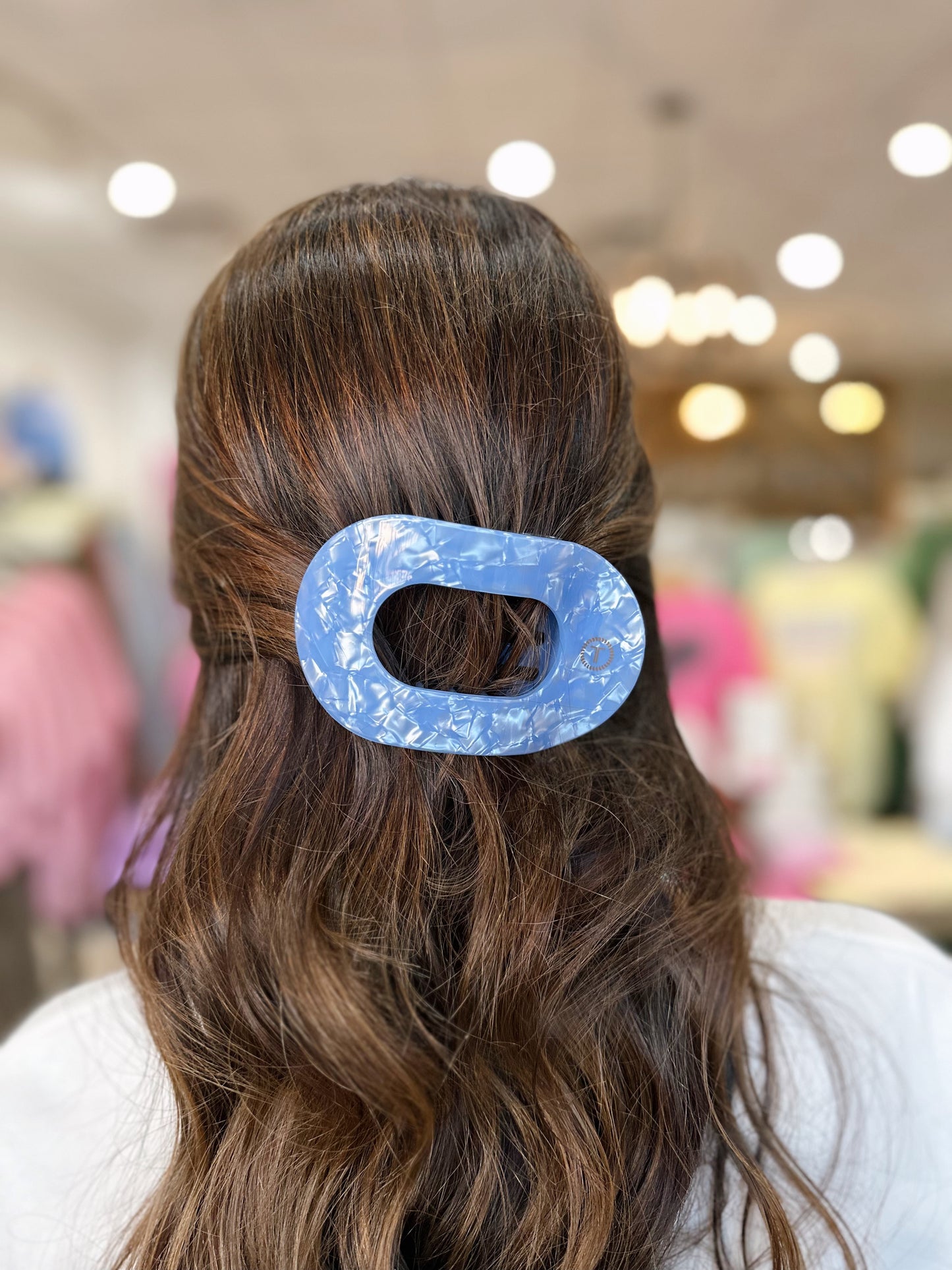 Teleties Blue Lagoon Flat Round Hair Clip
