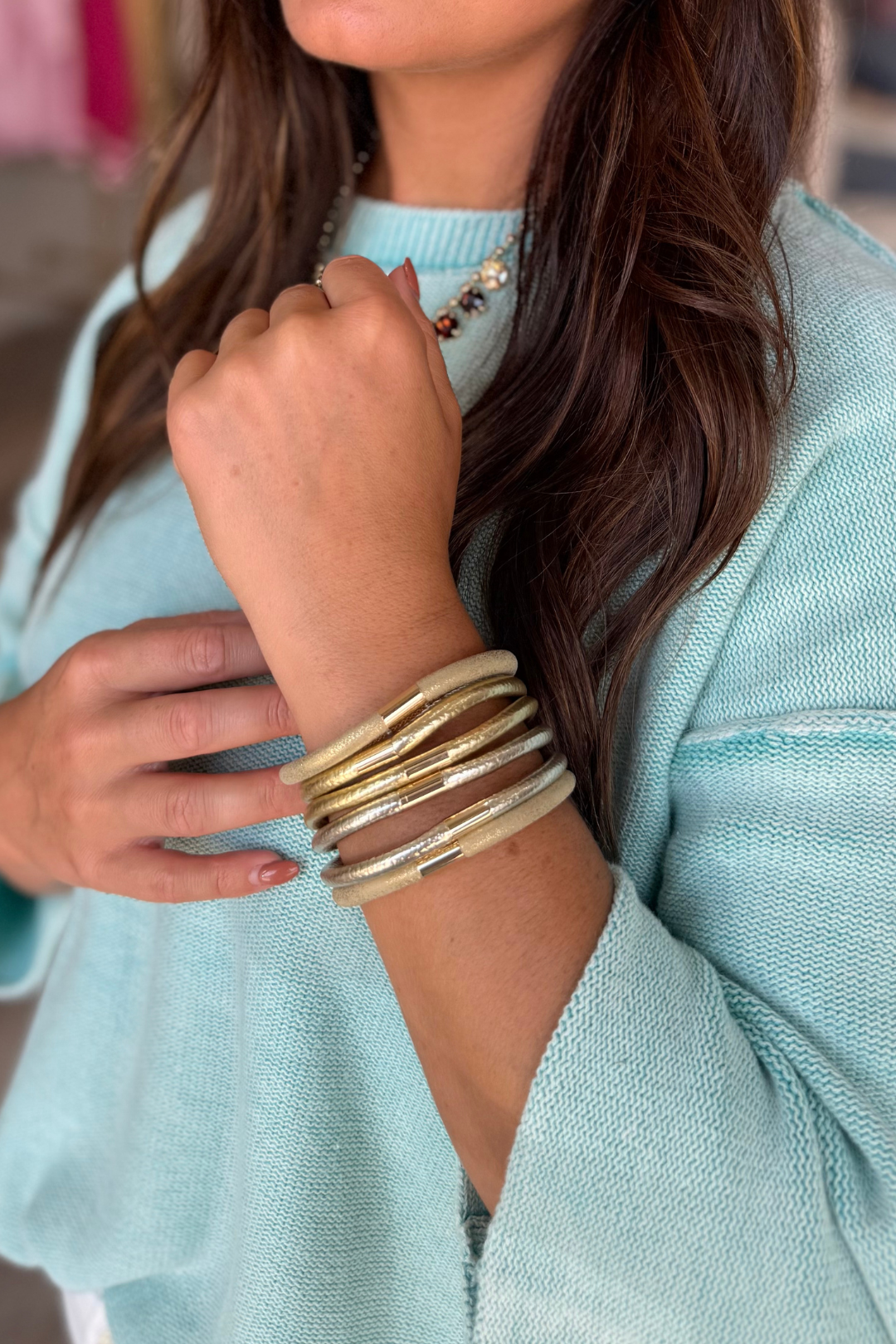 Luxe Leather Bangles Stack