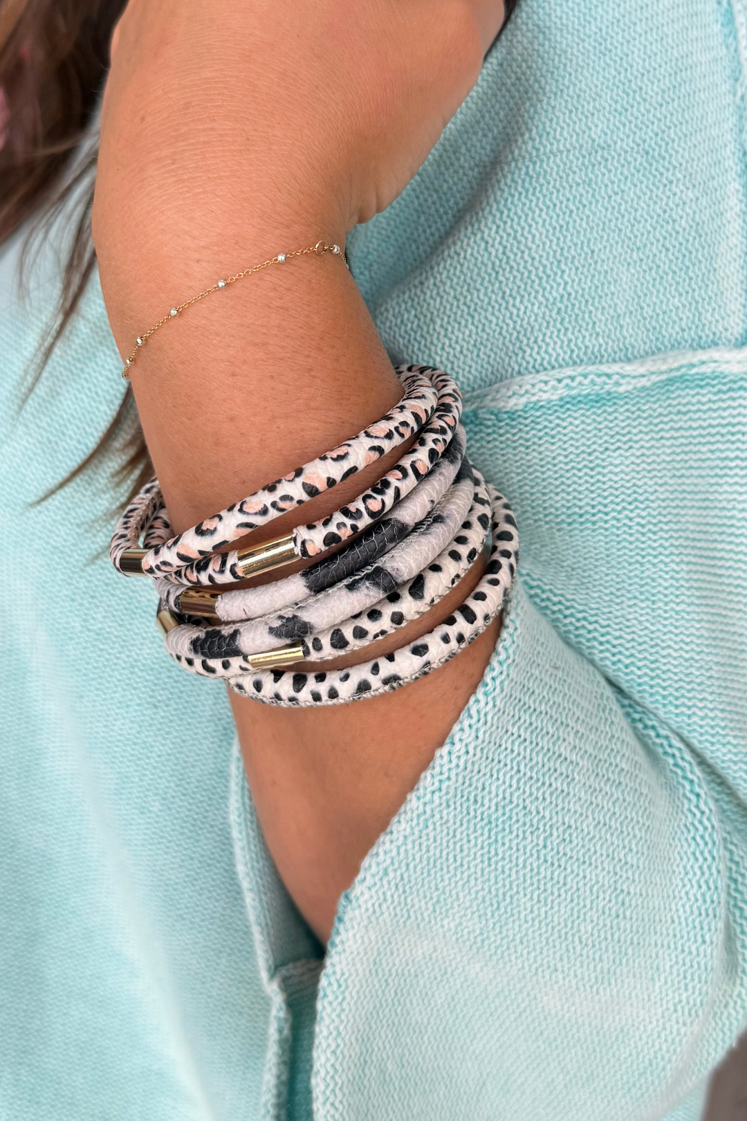 Luxe Leather Bangles Stack