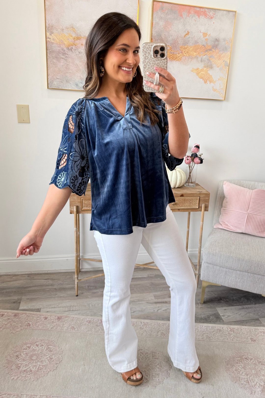 Mystic Blooms Velvet Top  **Final Sale**