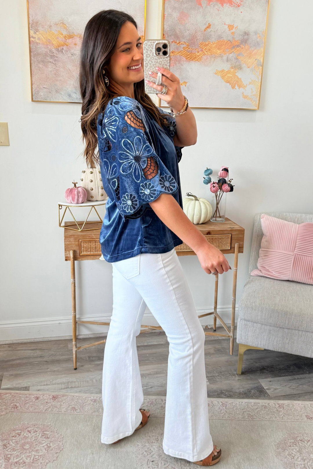 Mystic Blooms Velvet Top  **Final Sale**