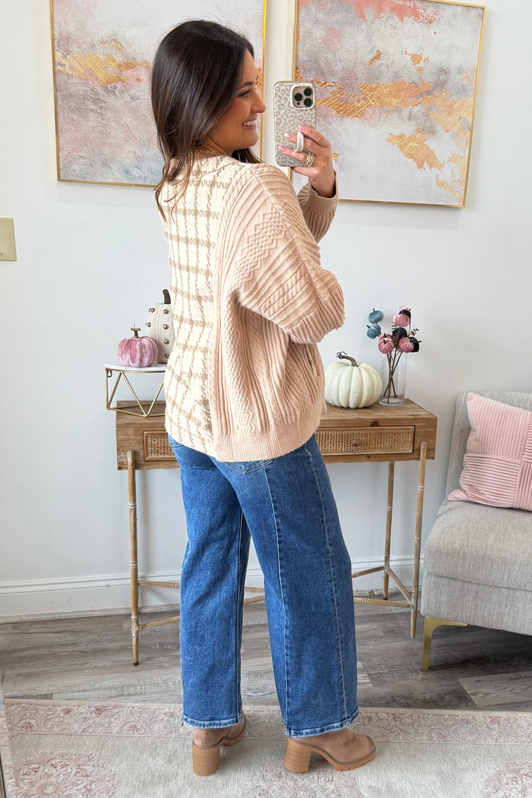 Chic Cable & Check Cardigan  **Final Sale**