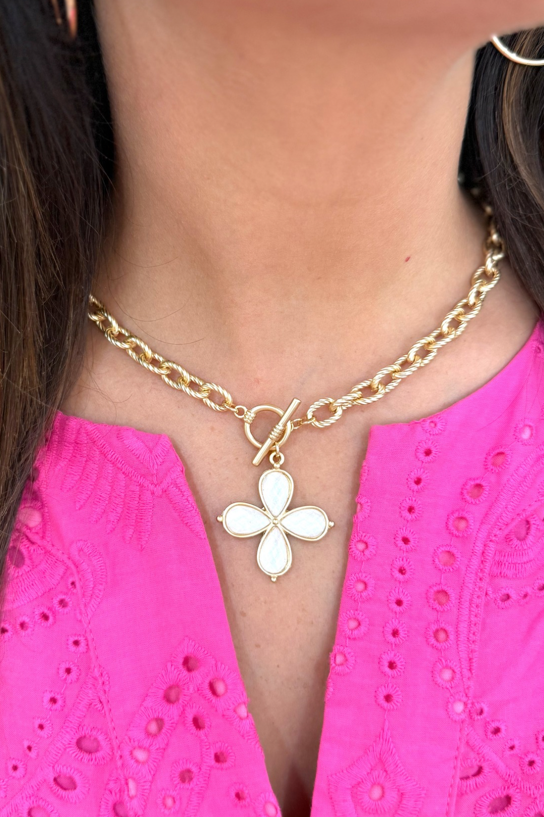 Petal Charm Toggle Necklace