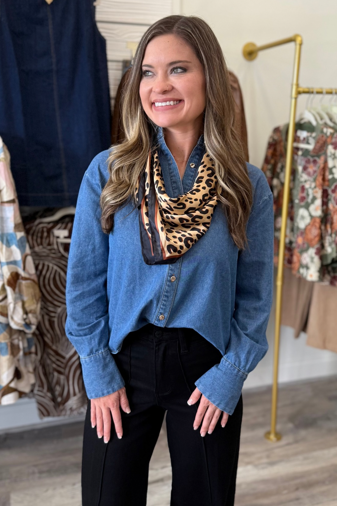 Scarf It Up Denim Top
