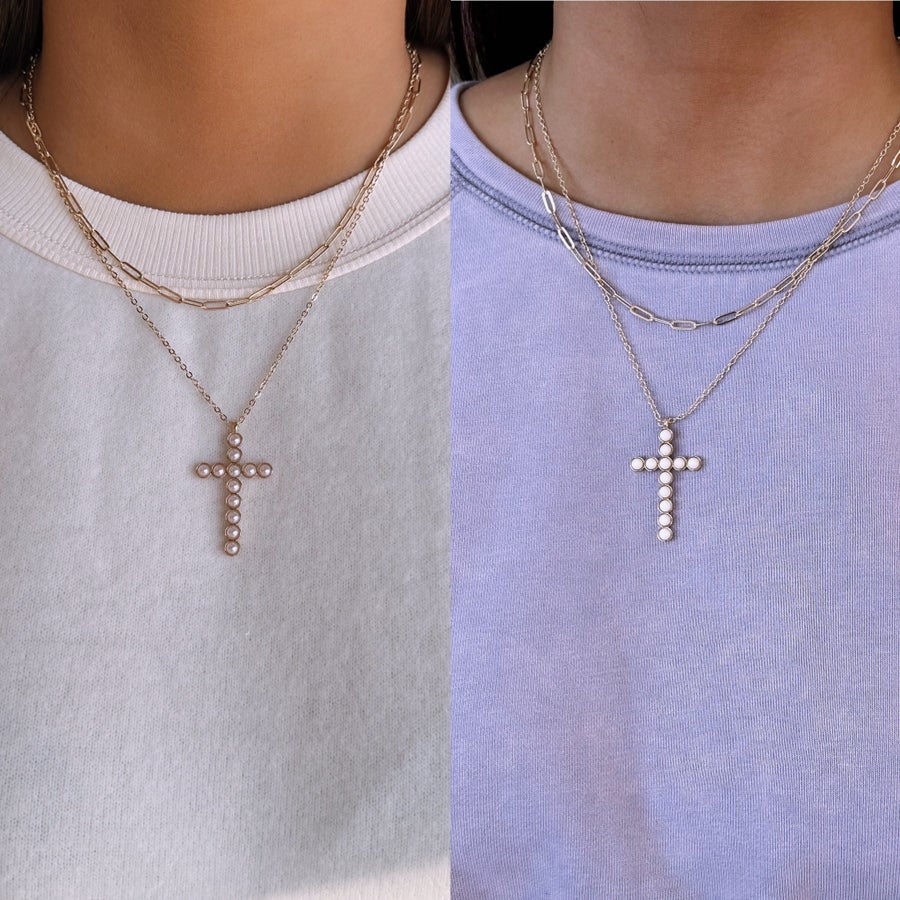 Bold Bead Cross Necklace
