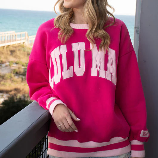 Lulu Mac Hot Pink/ Light Pink Stitch Sweatshirt
