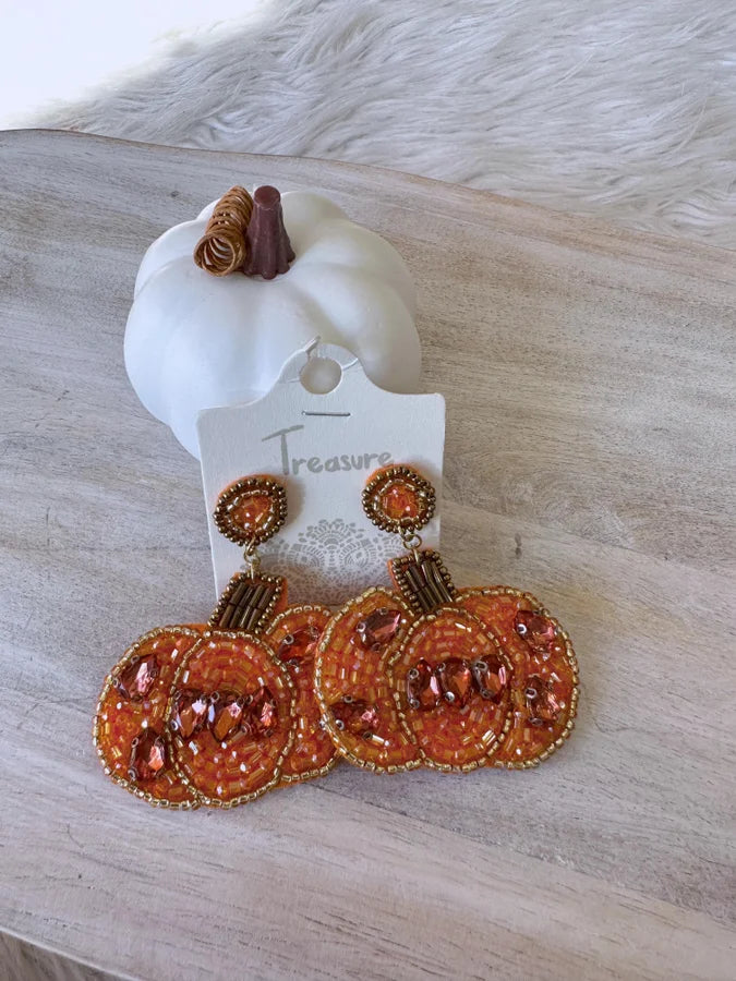 Detail Beaded Pumpkin Earrings